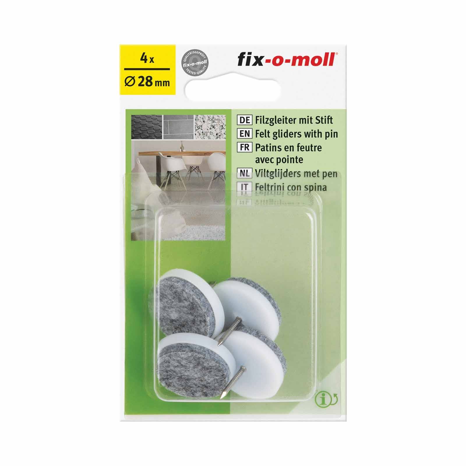 FIX-O-MOLL With Pin Grey Dia 28mm FELT GLIDERS-image 2