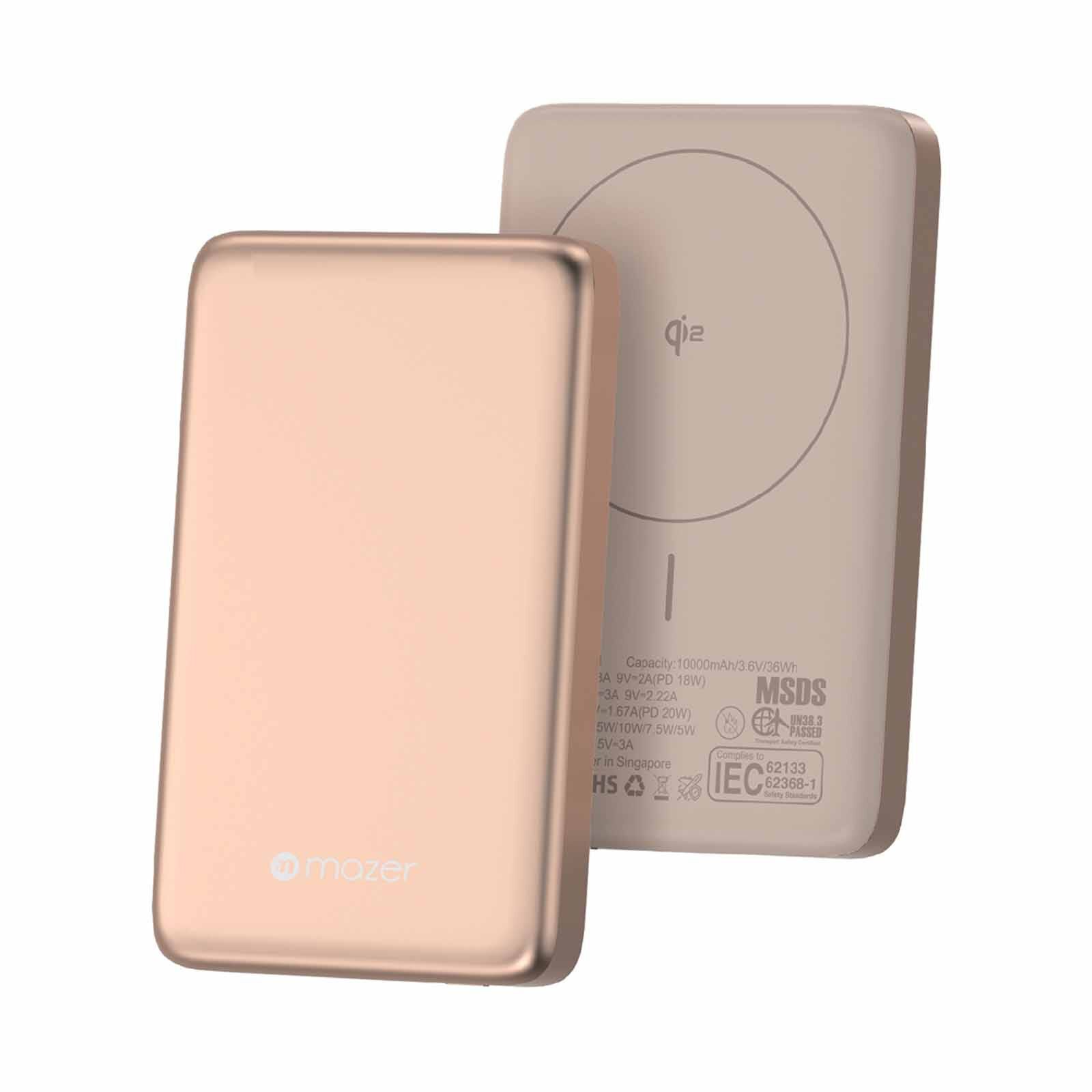 MAZER Qi2 Certified 15w 10,000mah, Usb-c Pd20w Ultra Slim Power Bank-desert Titanium M-MAGAIR21-DT-image 4