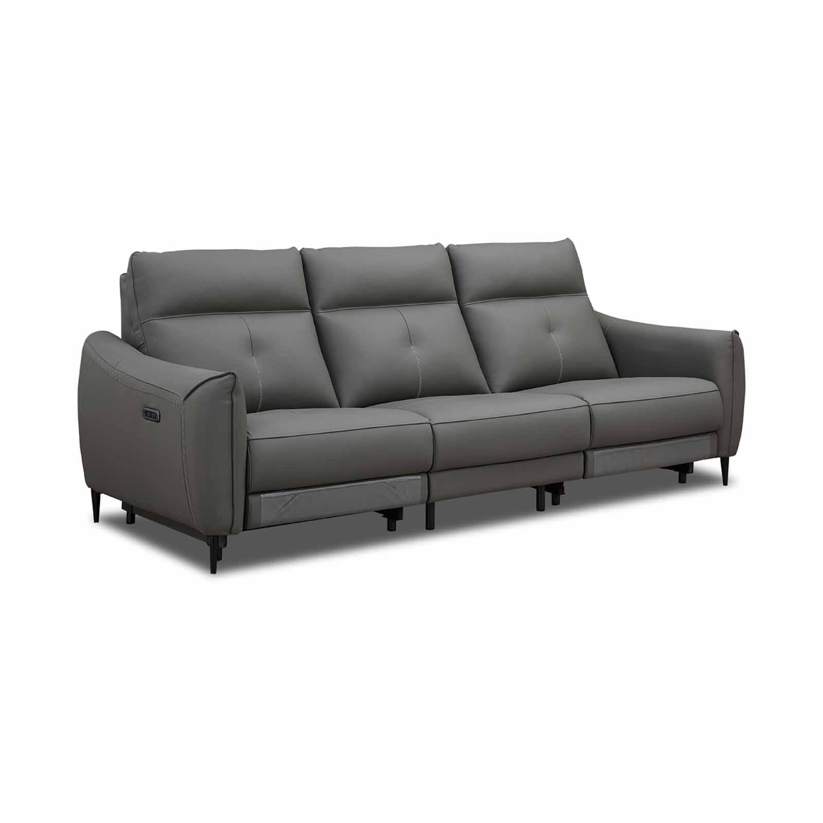 MUZE 3rr Seater (hl) Cat A Grey Half Leather Sofa NEW CLARA-image 3