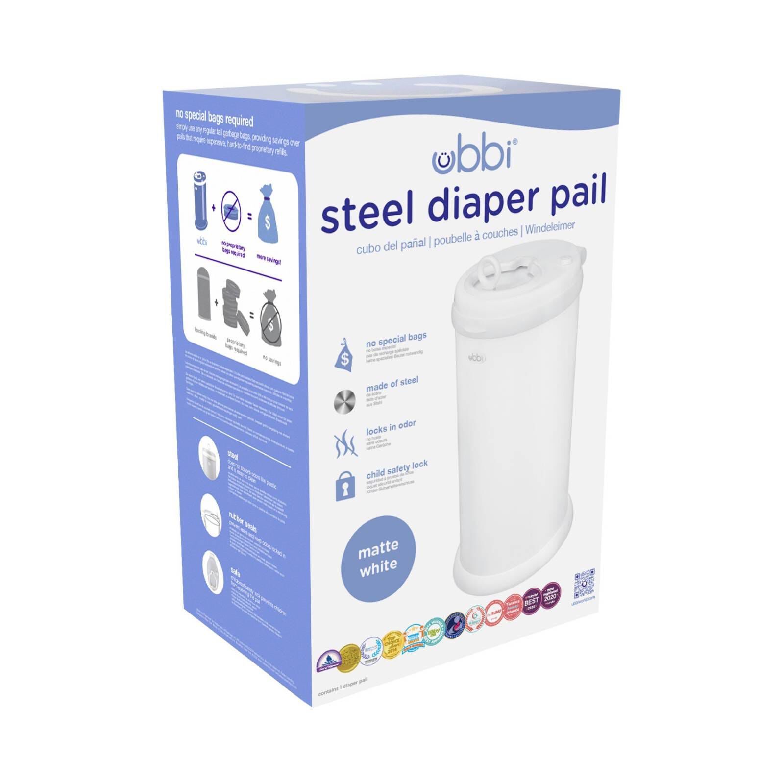 UBBI Ubbi Nappy Pail - Matte White NAPPY-image 2
