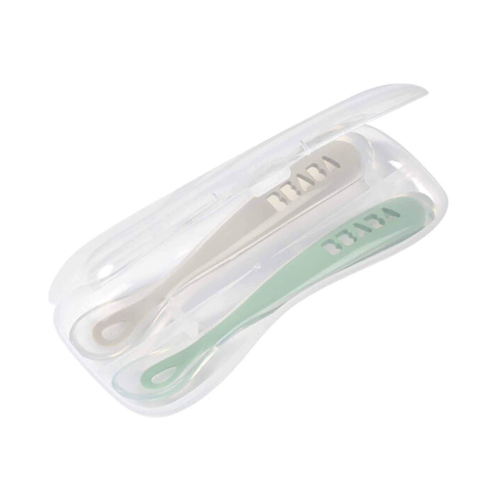 BEABA Silicone Spoon & Case 2 Pack - Velvet Grey/ Sage Green (online) 1ST STAGE-image 2