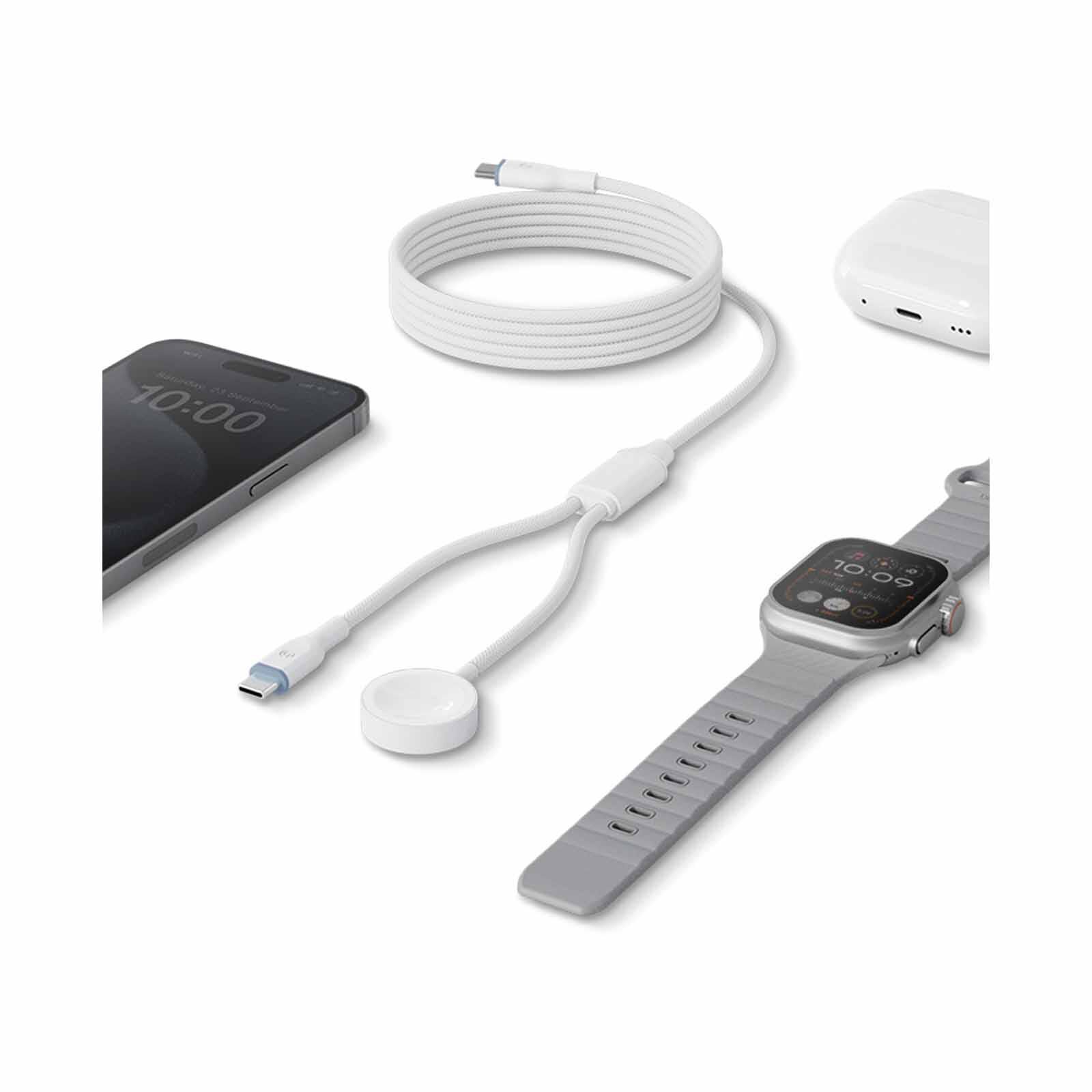 BAZIC Gocharge Deuce Cable, Usb-c To C With Watch Charger 1.8m- White CBL-GCDCW-WHT180-image 4