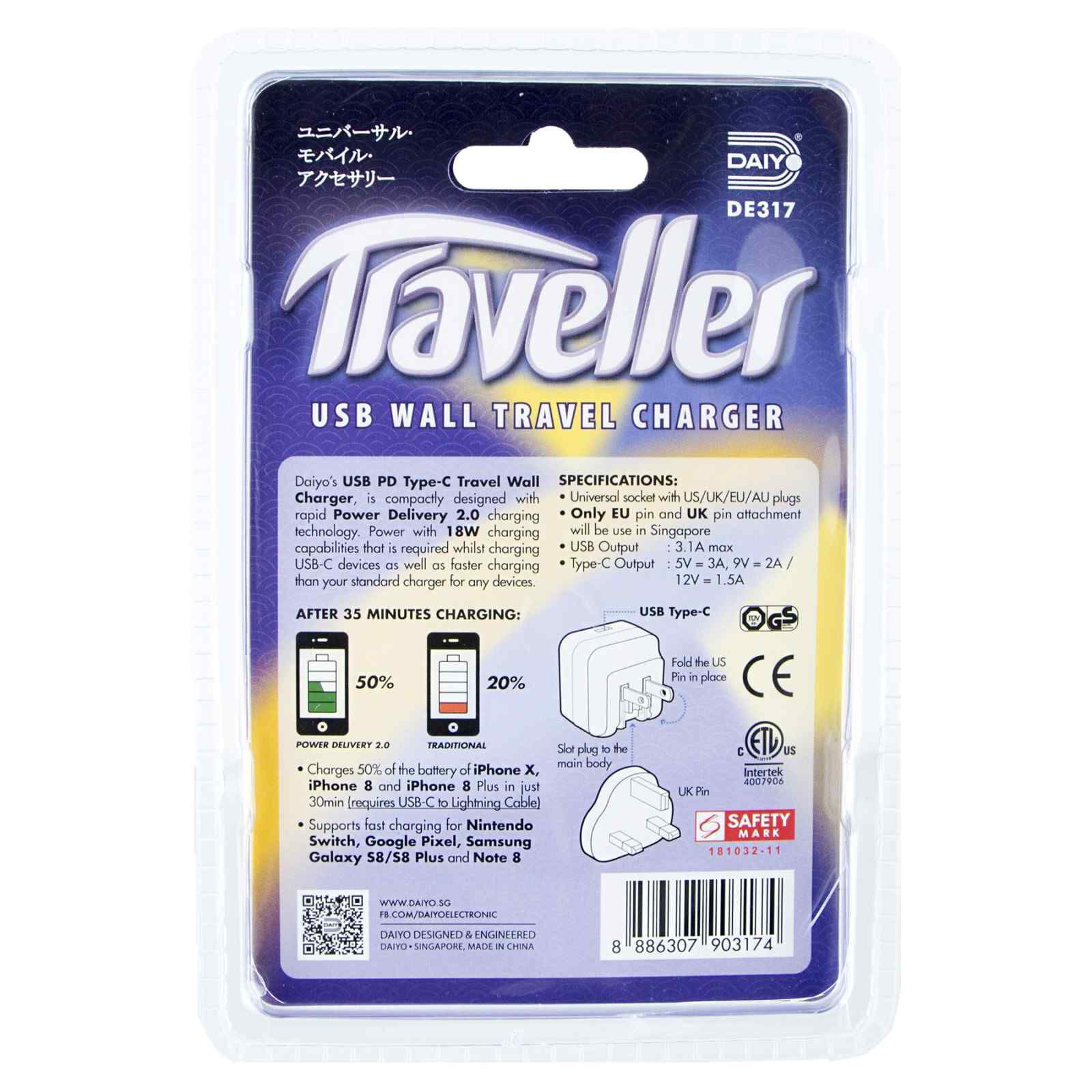 DAIYO Usb Type-c Power Delivery Fast Travel Charger DE 317-image 2