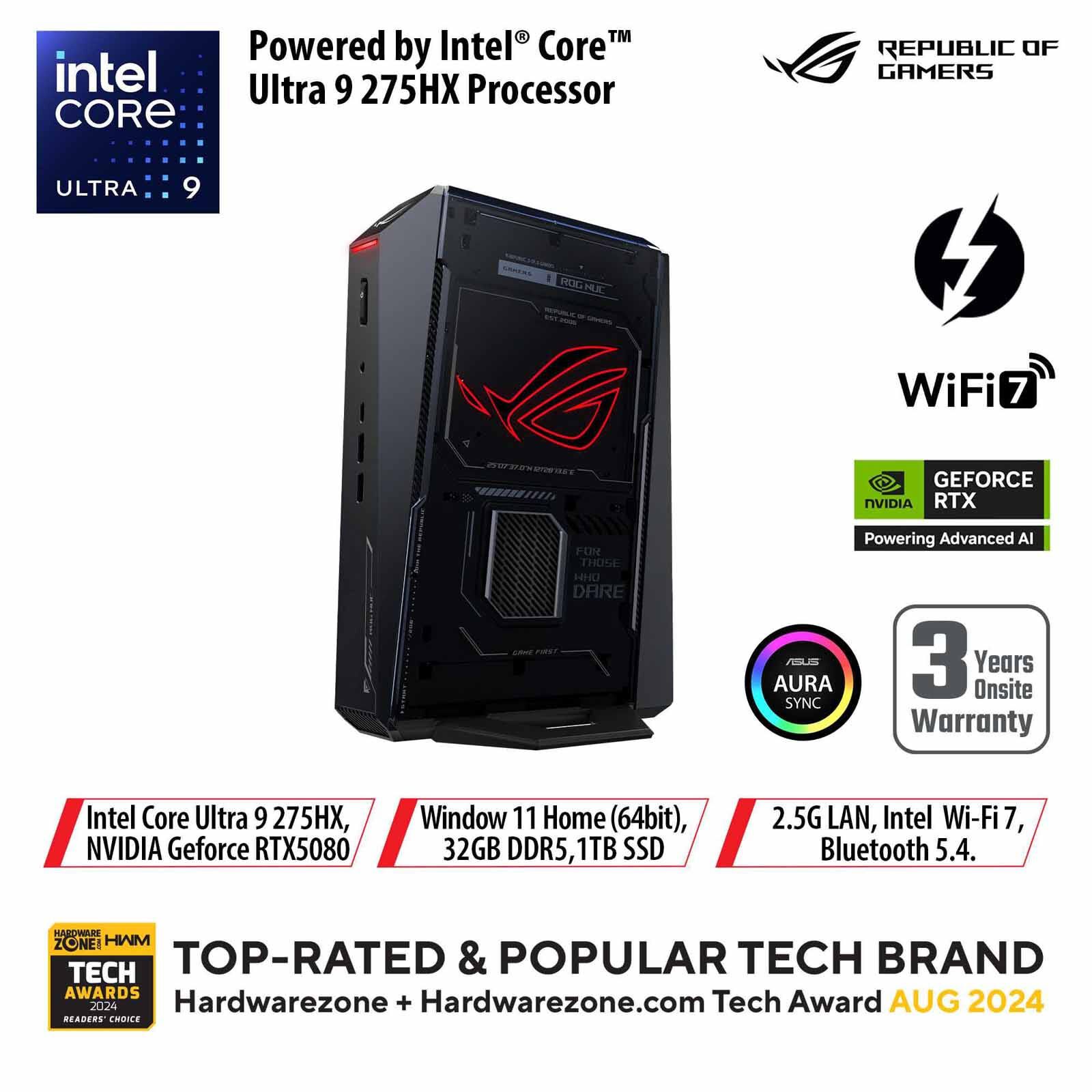 ASUS Rog Nuc U9 275hx 32gb Ram 1tb Ssd Win 11 Rtx5080 RNUC 15JNK9X289A0-image 1