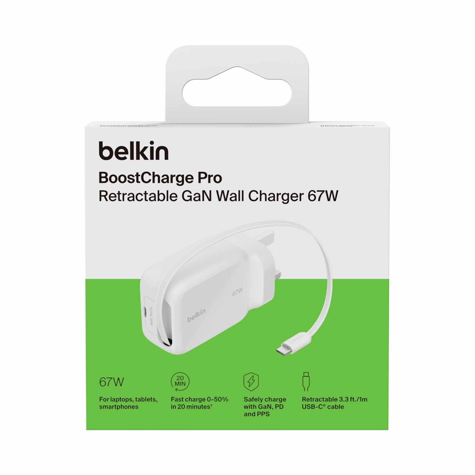 BELKIN 67w 2usb-c Wall Charger With Retractable Cable WCH022MYWH-image 4