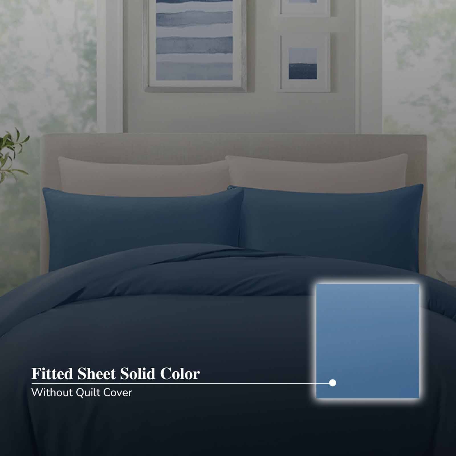 HILLCREST Comfylux Printed 988tc - No Quilt Cover - Coronet Blue Single Fitted Sheet ( Oe ) 6836 I S I FS I CORONET BLUE-image 5