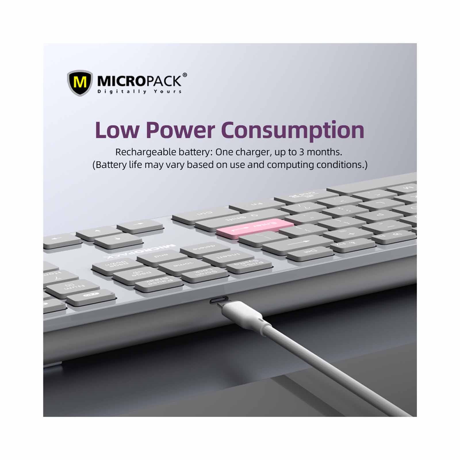 MICROPACK Lifestyle 2.4g + Bluetooth Rechargeable Wireless Keyboard - Grey K-310W-GY-image 7