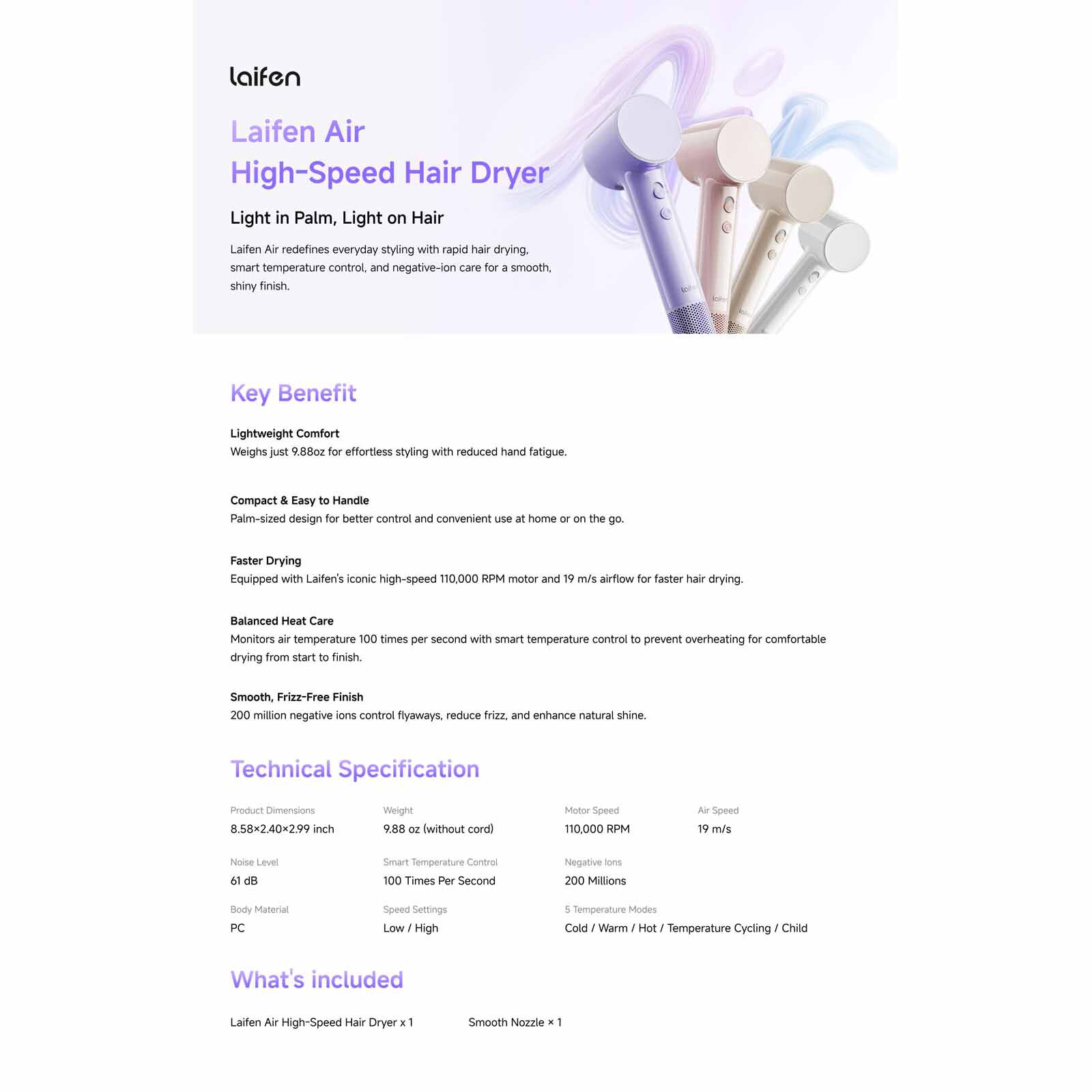 LAIFEN Air High-speed Hair Dryer - Tan AIR - TAN-image 14
