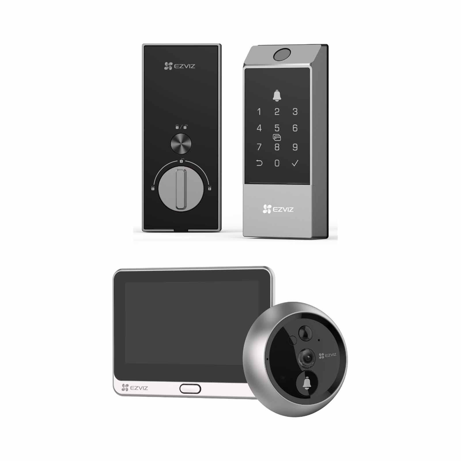 EZVIZ Deadbolt Smart Lock + Peephole Doorbell Bundle DL04 PRO + DP2 2K-image 1