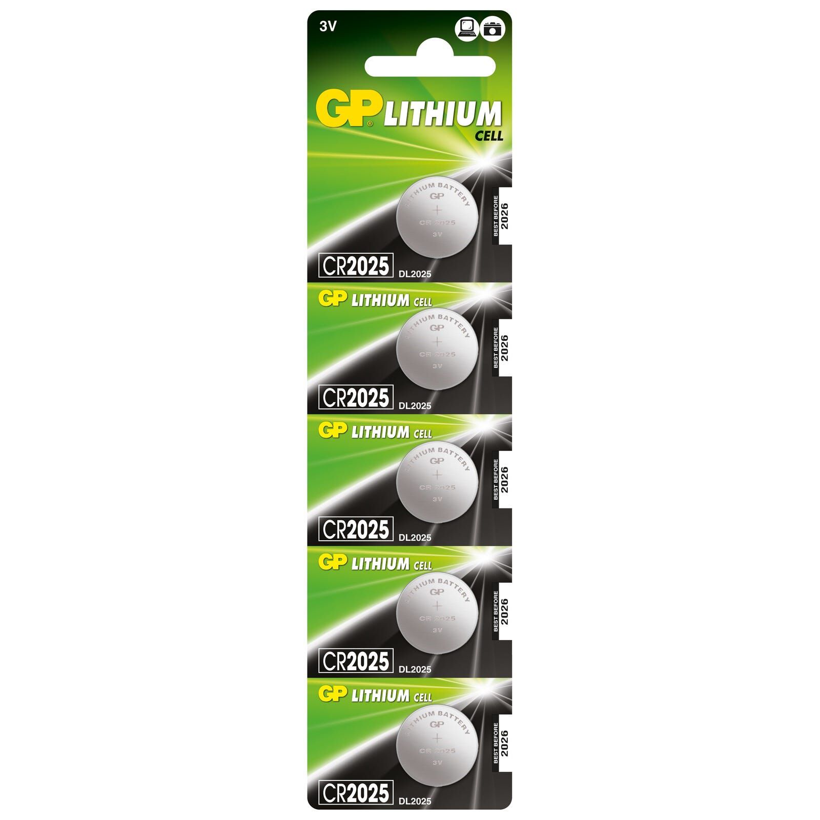 GP Lithium Button (card Of 5) Cr2025 GPPBL2025161