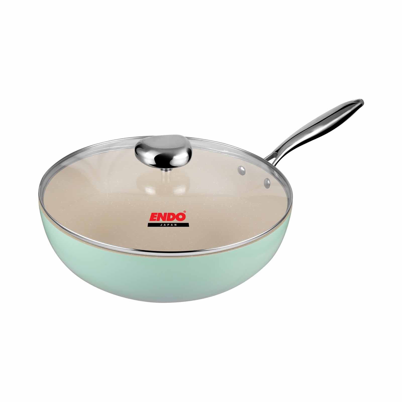 ENDO Wagashi 32cm Skillet-wok - Green E-WGS-32SW - GREEN