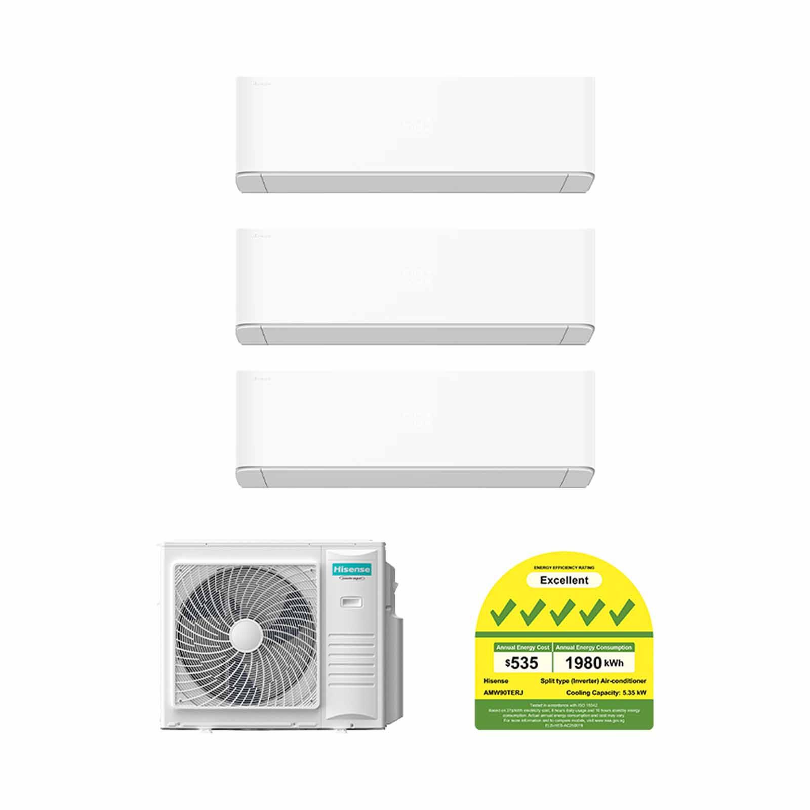 HISENSE Hisense 9kwh Cu System 3 (9000btu X 3) AMW90TERJ+AMS-09TWERUHA00 X 3