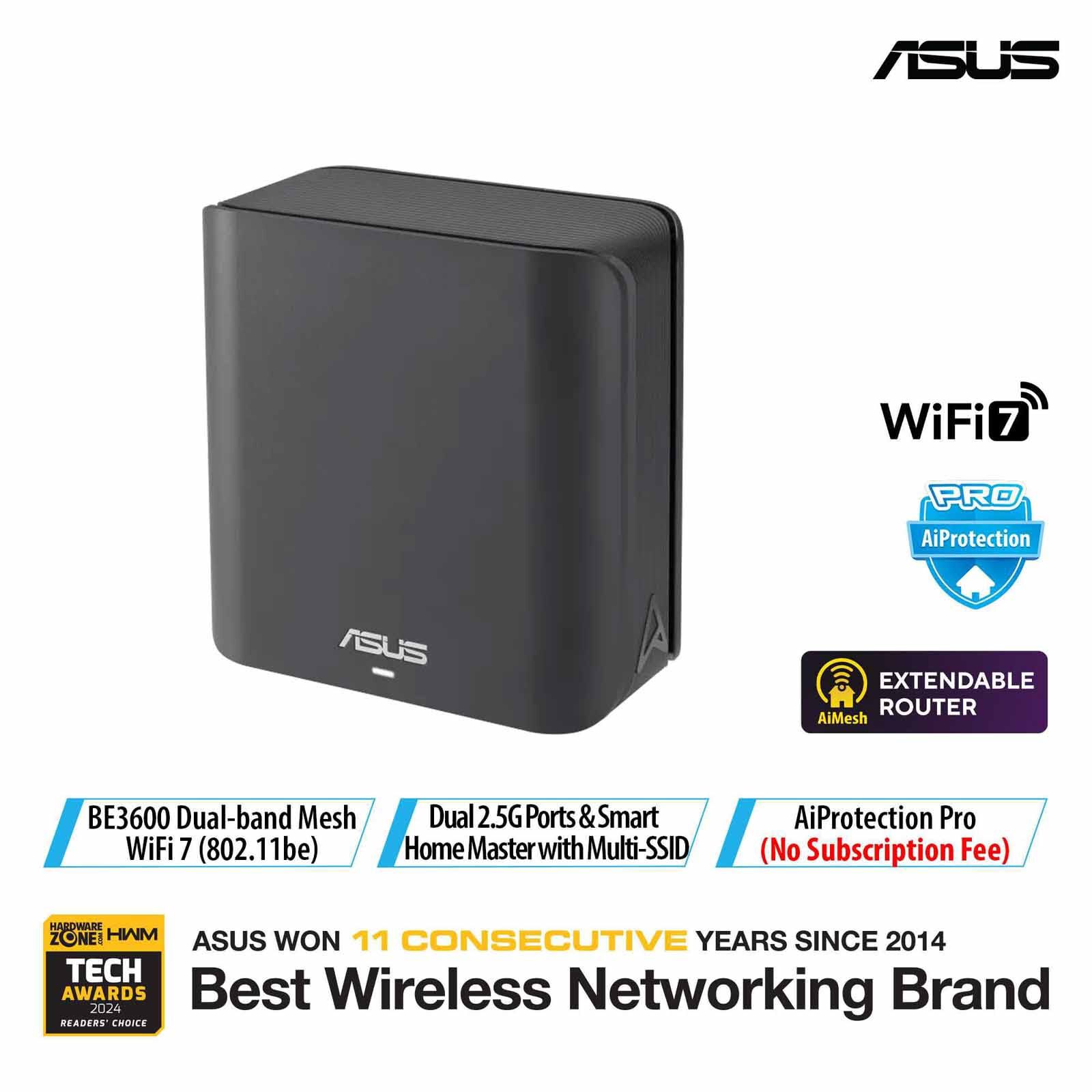 ASUS Be3600 Dual Band Wifi 7 Mesh Black (1pack) BD4(B-1-PK)-image 1