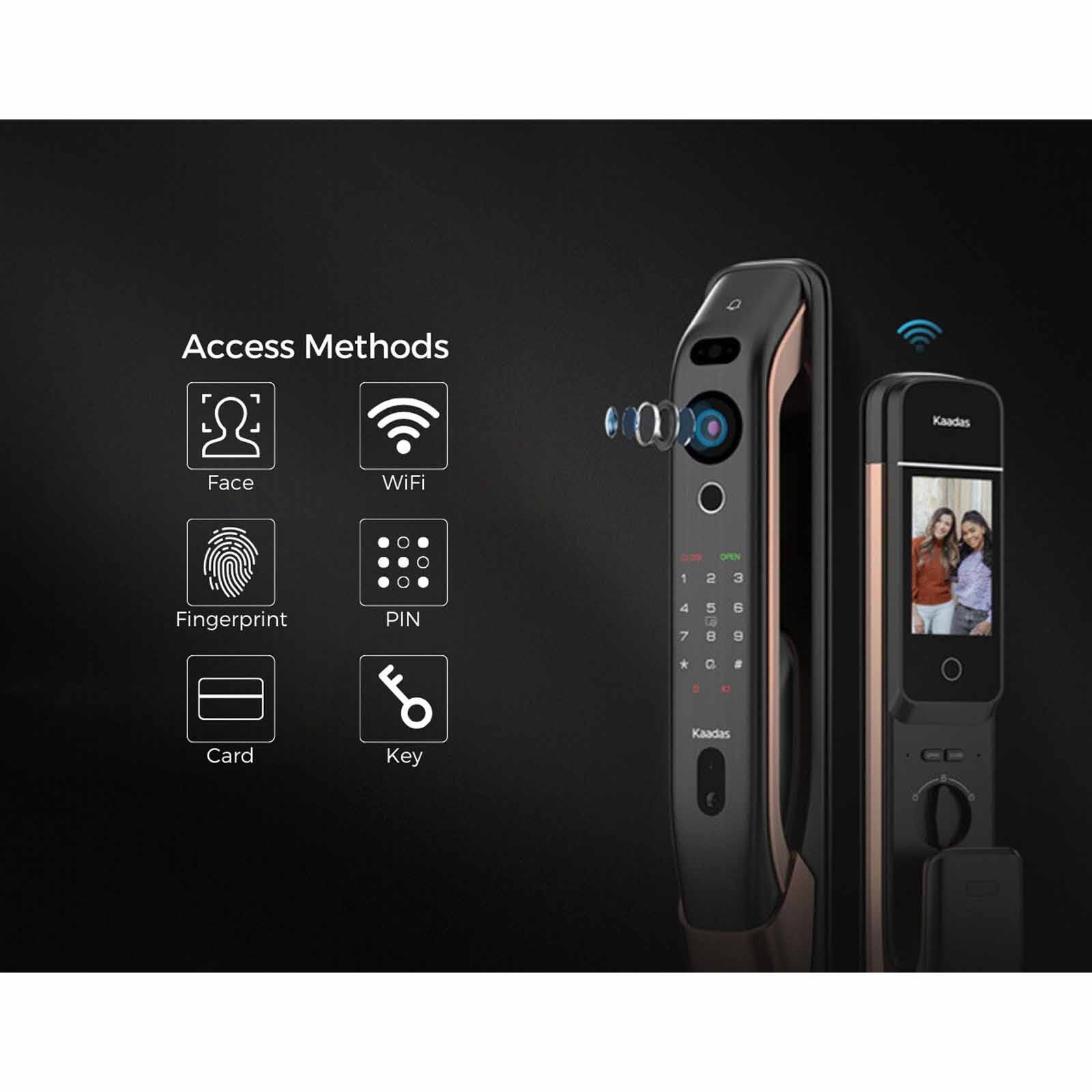 KAADAS Wifi Mortise Door Lock With 3d Face Recognition, Built-in Doorbell & Viewer K20 PRO MAX BLACK-image 10
