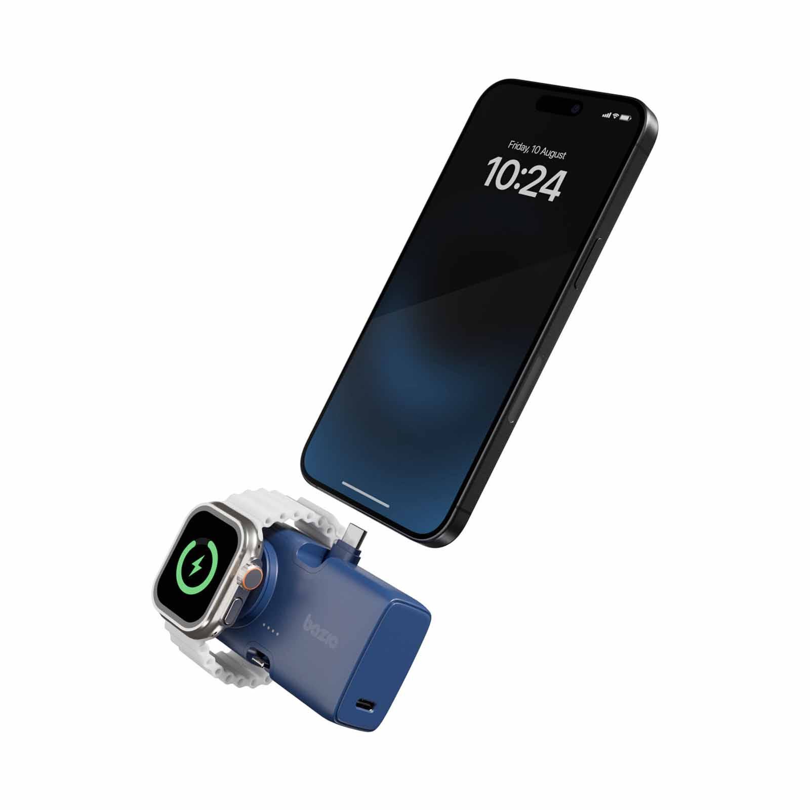 ENERGEA 2 In 1 5000mah Foldable Usb-c/lightning Pin Powerbank With Apple Watch Charger Blueberry GPW-KODA-NVY BAZIC GOPOWER KODA-image 2