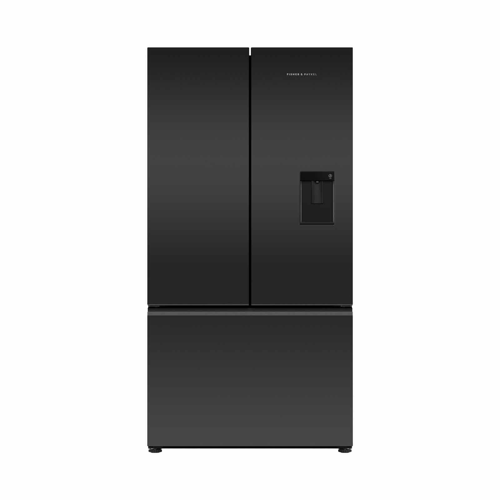 FISHER & P French Door Fridge With Ice & Water (569l)/ ( Black Reccesed Glass ) RF610AZUB7