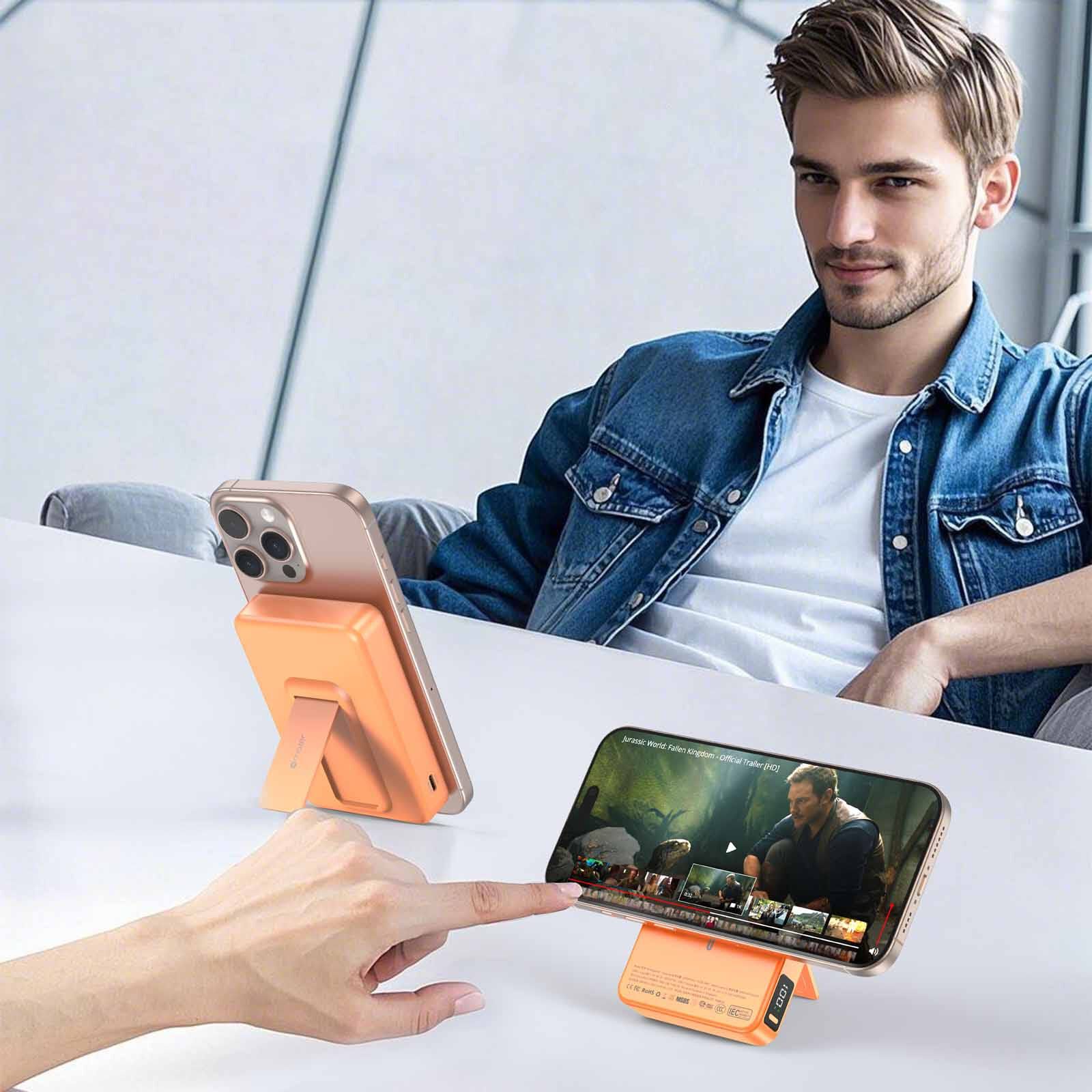 MAZER Ccc Certified Magnetic 15w 10000mah/pd30w With Istand Power Bank-sunset Gold M-MAGAIR20-SG-image 4
