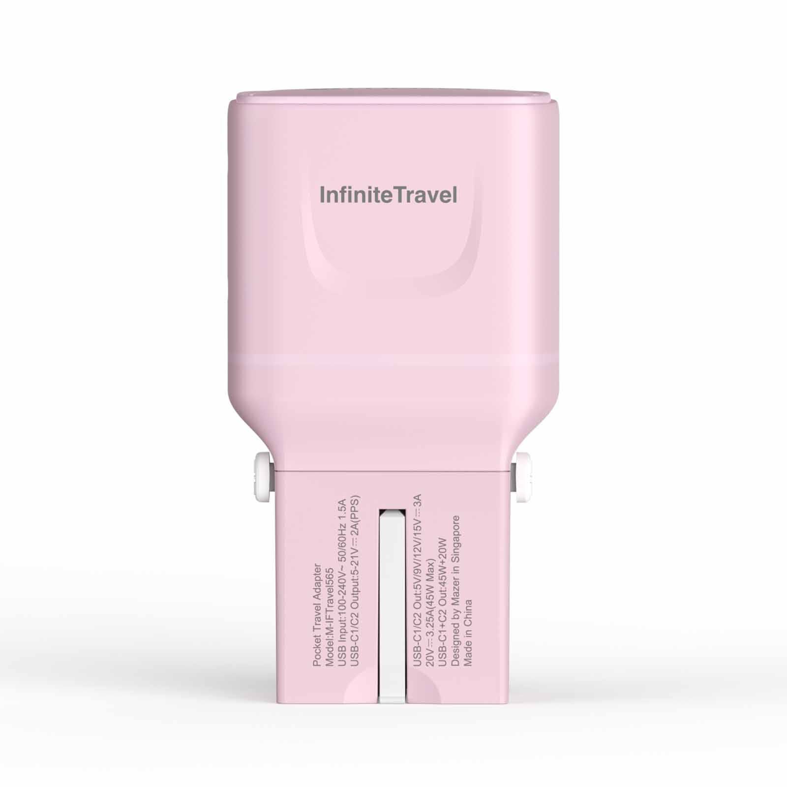 MAZER Infinitetravel Pocket Gan Pd65w 2c Travel Charger-pink M-IFTRAVEL565-PK-image 5
