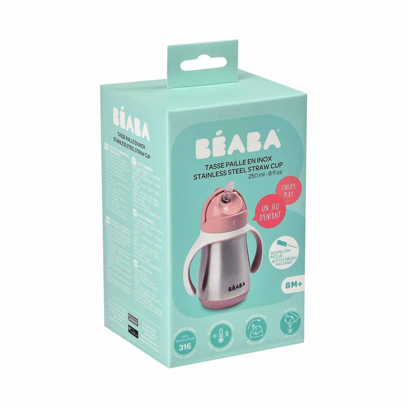 BEABA Straw Cup 250ml - Vintage Pink (online) STAINLESS STEEL-image 4