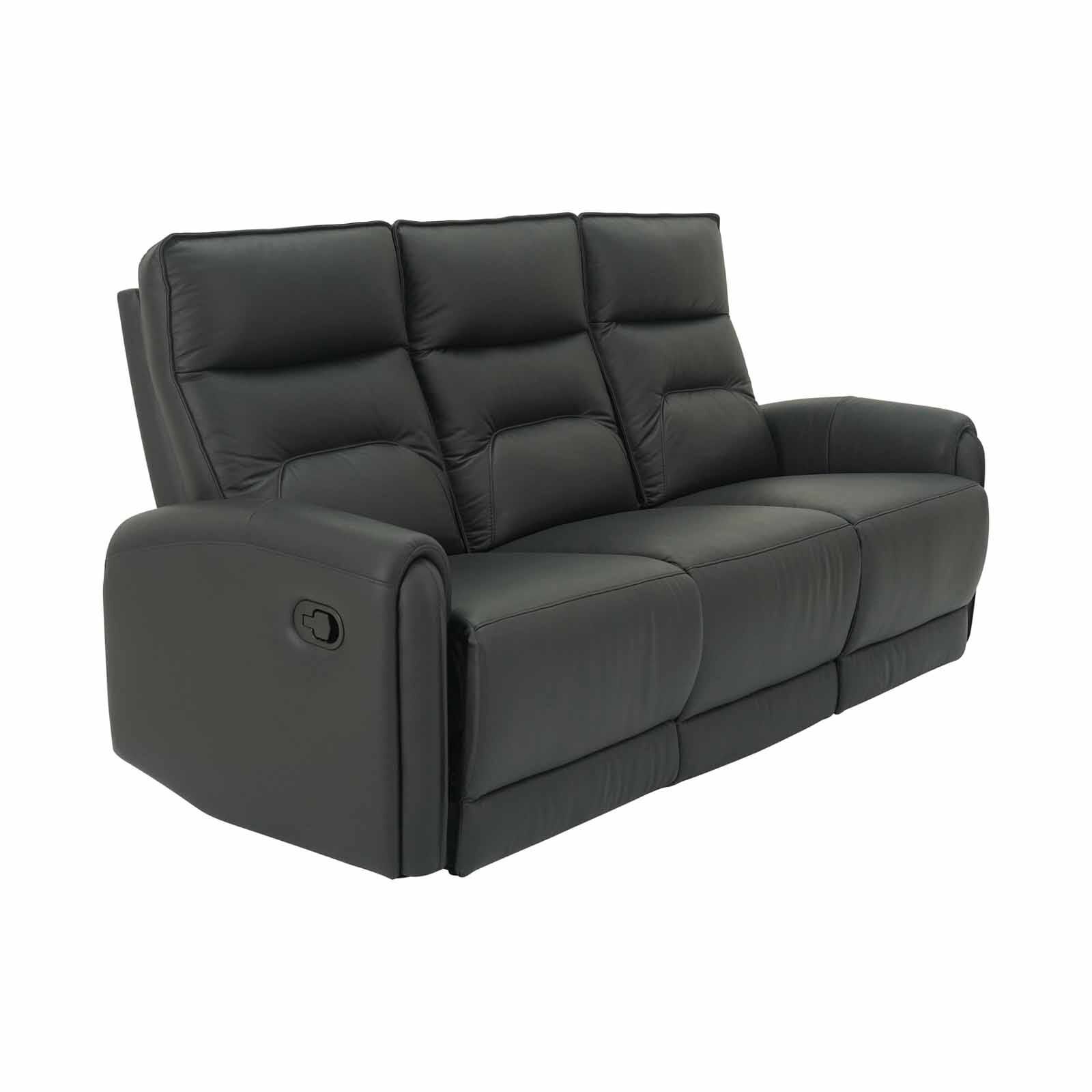 SOLOTTI 3rr-m Seater (hl) Black Half Leather Sofa RONICA-image 3