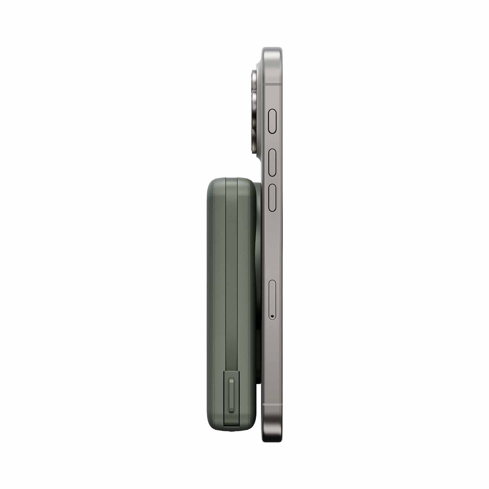 ENERGEA Magpac Pro Plus, 10000mah Magsafe Compatible Qi2 Powerbank With Built-in Cable And Stand - Sage MP-PROPLUS-SAG-image 2