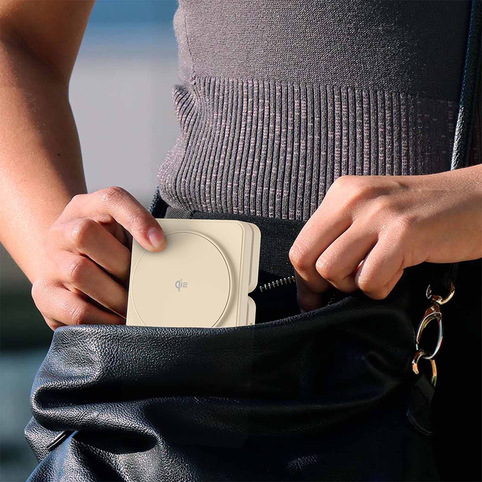 MAZER Qi2 Foldable 3in1 Total 25w Wireless Charging Stand-desert Titanium M-QI2-MAGFOLD06-DT-image 2