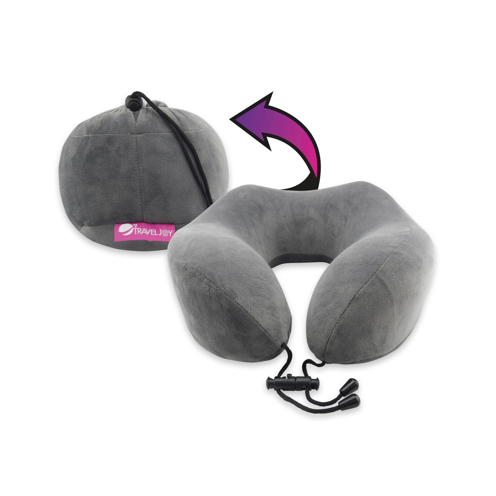 TRAVEL JOY Rollable Travel Pillow Memory Foam - Velvet Char Grey TJRTP-CGY-image 1