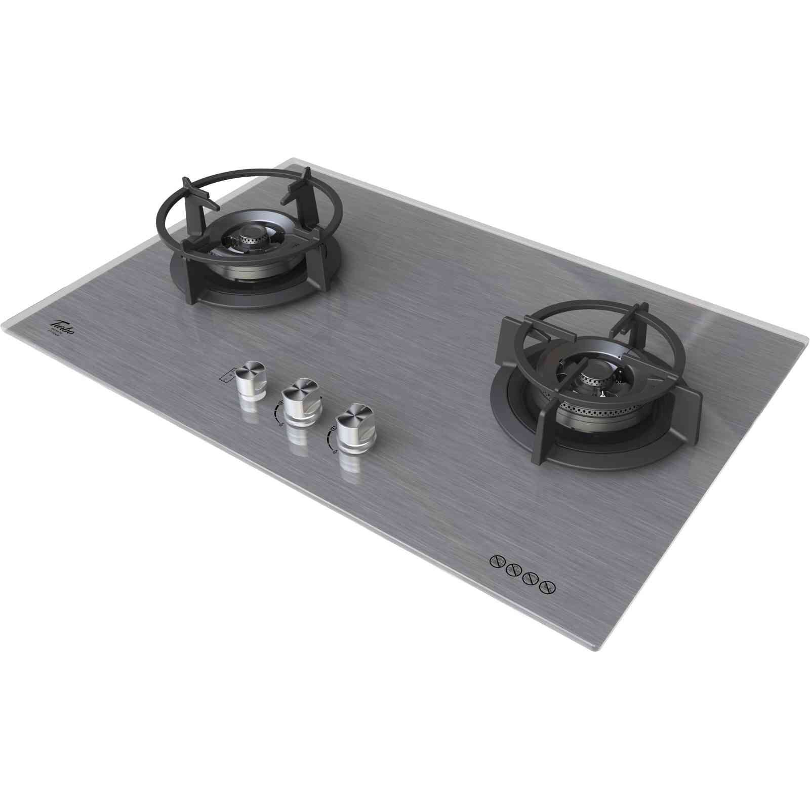 TURBO Built-in 77cm 2 Burner Glass Hob W/ S/valve (excl. Install) T772GV-MS
