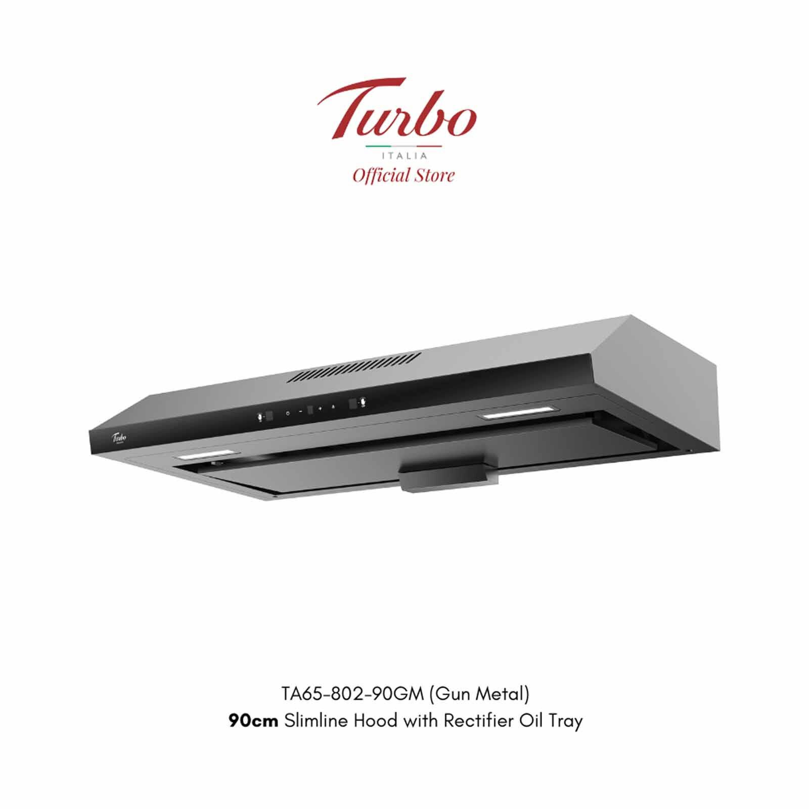 TURBO 90cm Range Hood - Gun Metal (exclude Installation) TA65-802-90GM