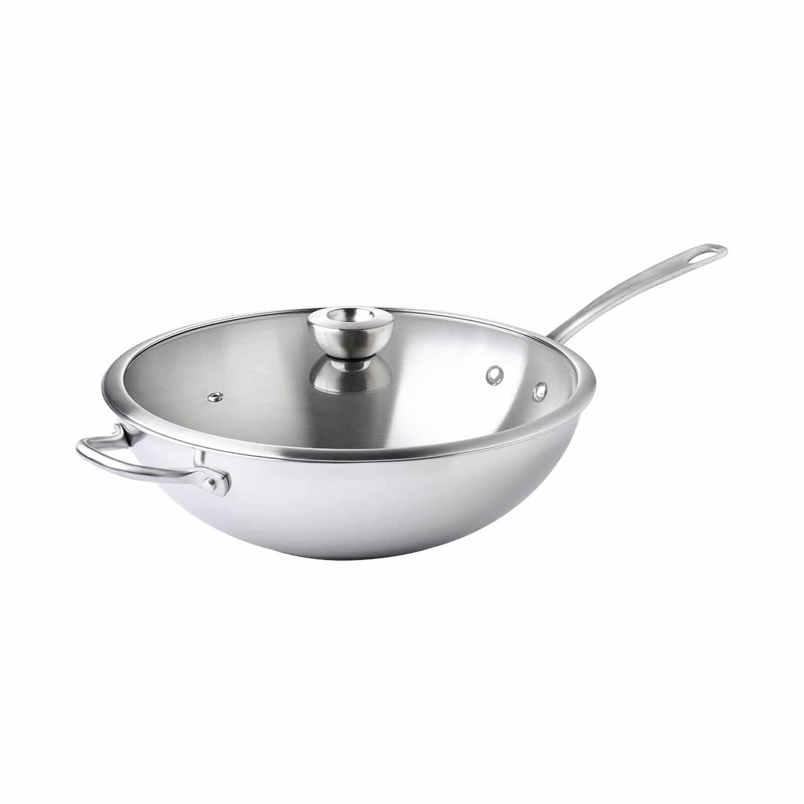 MEYER White Steel Stainless Steel 32cm Covered Stirfry With Helper Handle 71508