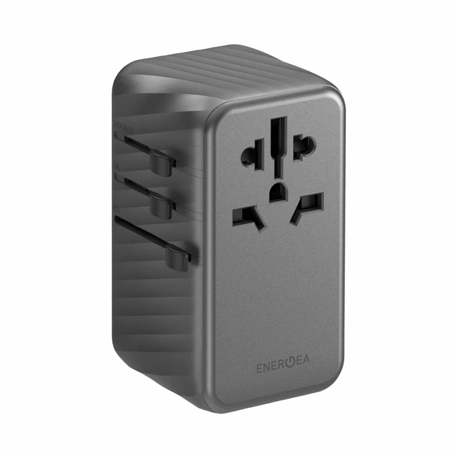 ENERGEA Travelworld Adapter Gan120, 1a3c 120w - Gunmetal TWA-GAN120-GUN