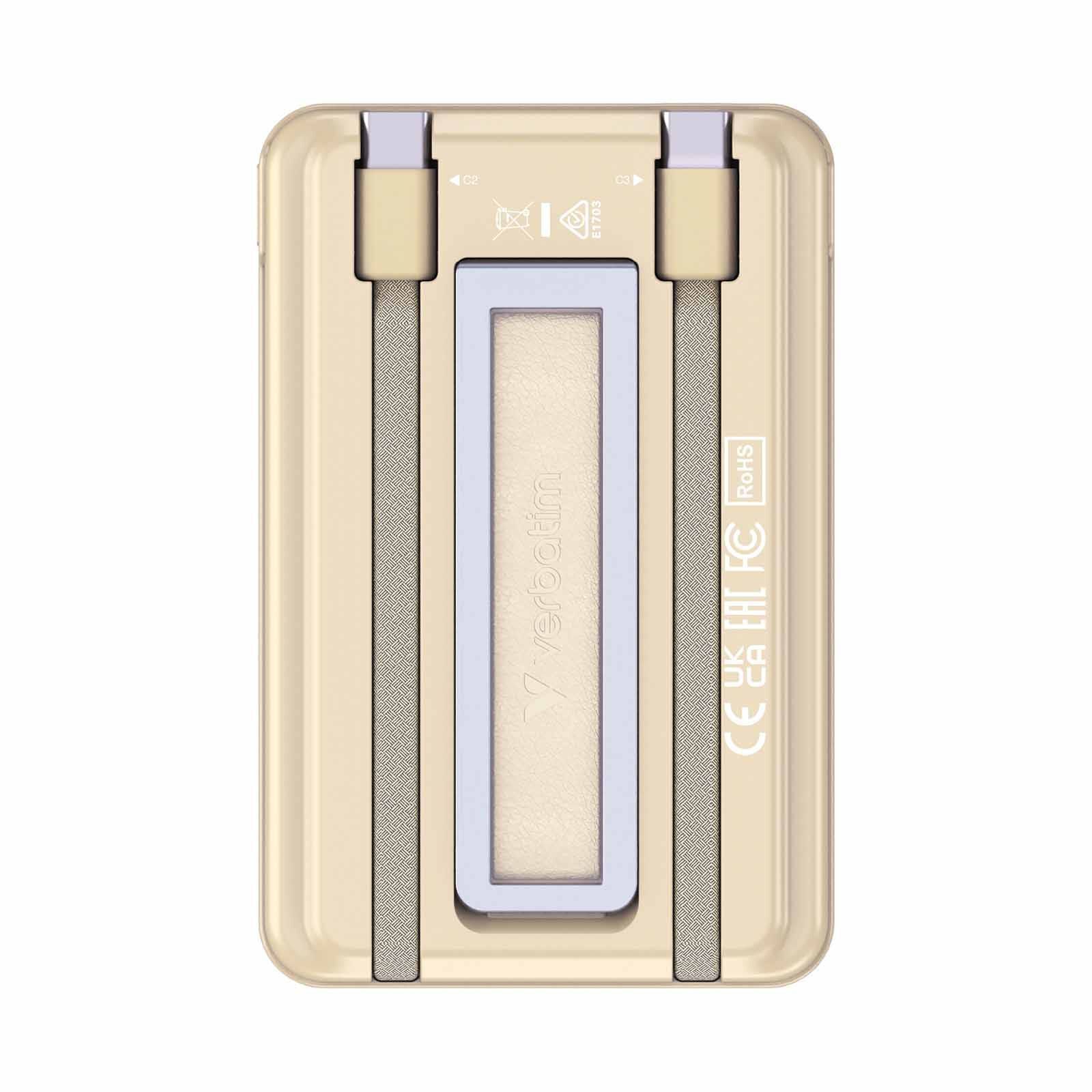 VERBATIM Powerbank Magnetic Wireless Charge 5000mah 2 X C Stand Gold VM32253-image 2