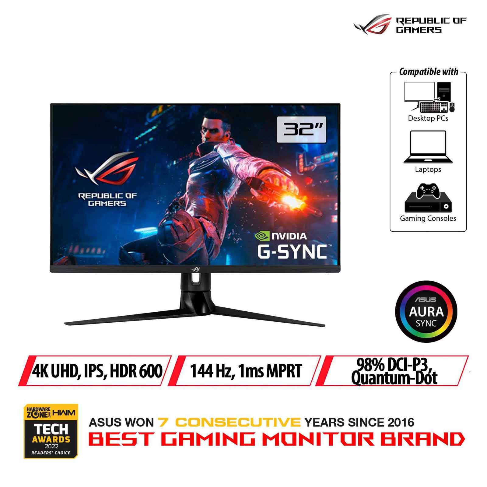 ASUS 32in Rog Swift Uhd 144hz Gaming Monitor PG32UQ