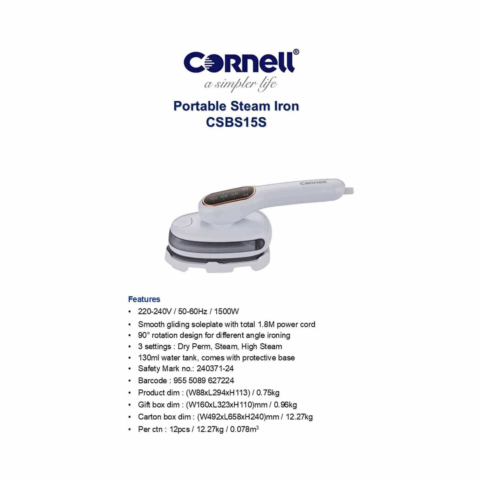 CORNELL Portable Steam Iron (1500w) CSBS15S-image 7