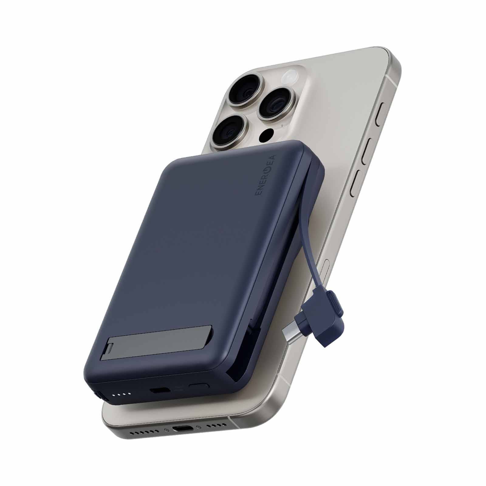 ENERGEA Magpac Pro Plus, 10000mah Magsafe Compatible Qi2 Powerbank With Built-in Cable And Stand - Blue MP-PROPLUS-BLU-image 5