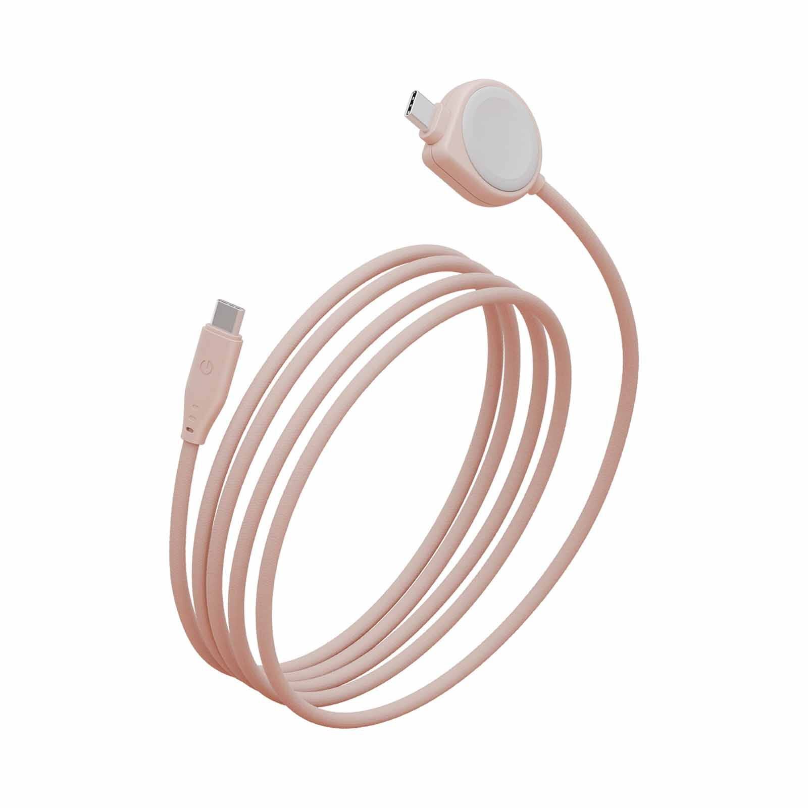 ENERGEA Flow Duo Watch, 2-in-1 C To C + Watch Cable, 480mbps, 60w, 1.5m -pink CBL-FLDWATCH-PNK