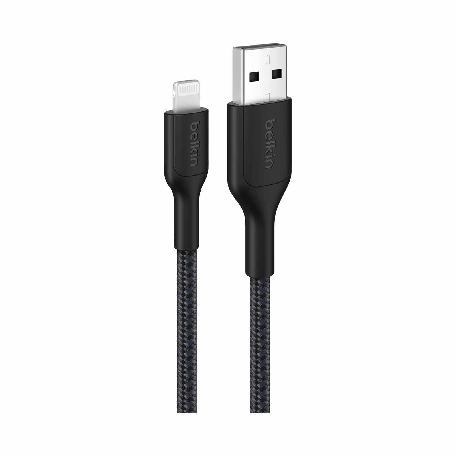 BELKIN Usb-a - Lightning Cable, Braided Pcr, 0.15m, Black CAA020FQ0MBK
