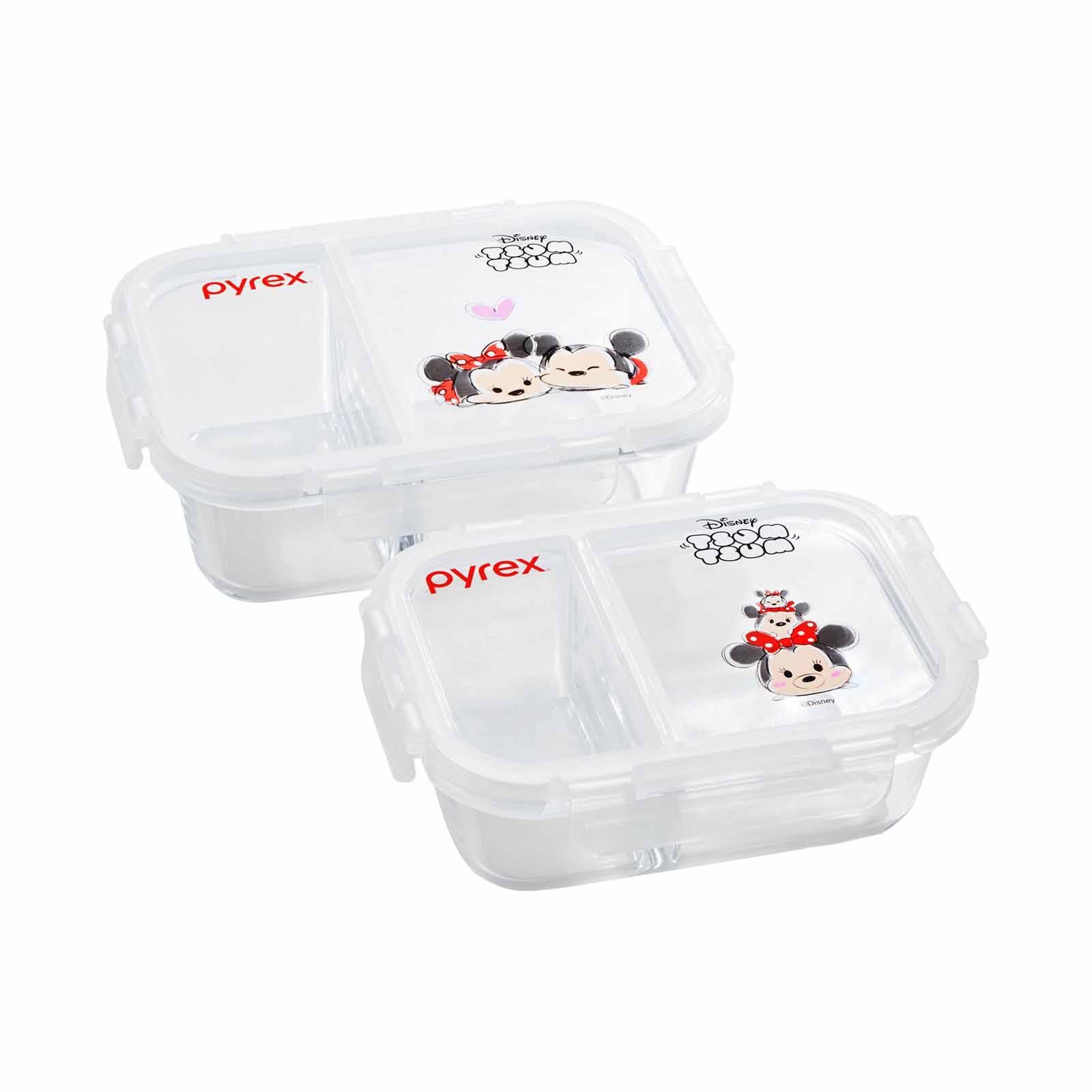 PYREX Tsum Tsum 2pc 620ml & 1050ml Divided Glass Storage Set PX-DVD620/1050TSUM-image null