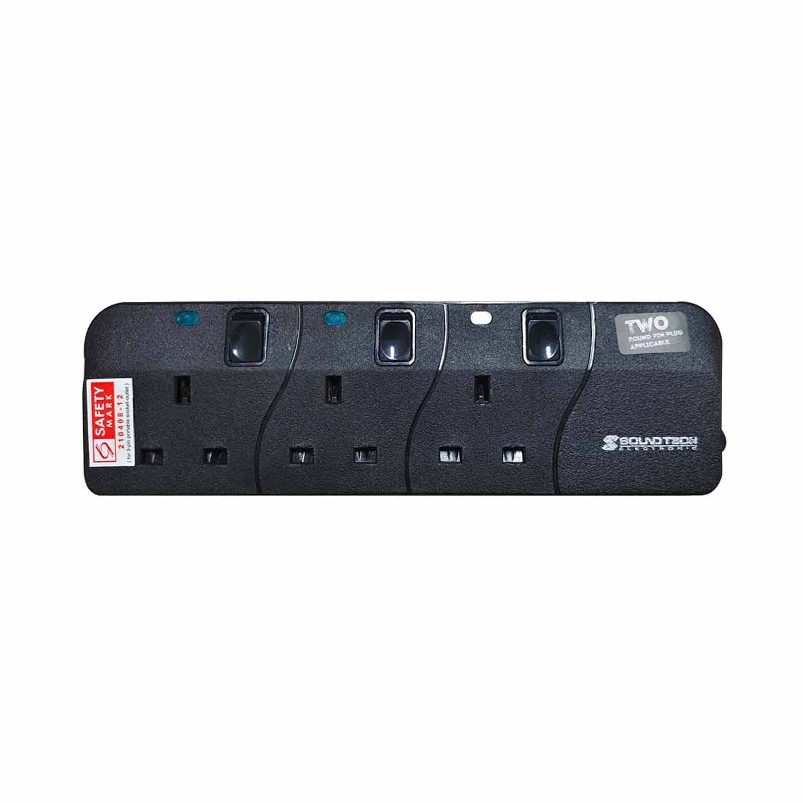 SOUNDTEOH 3 Ways Extension Socket 1 Metre PS-803