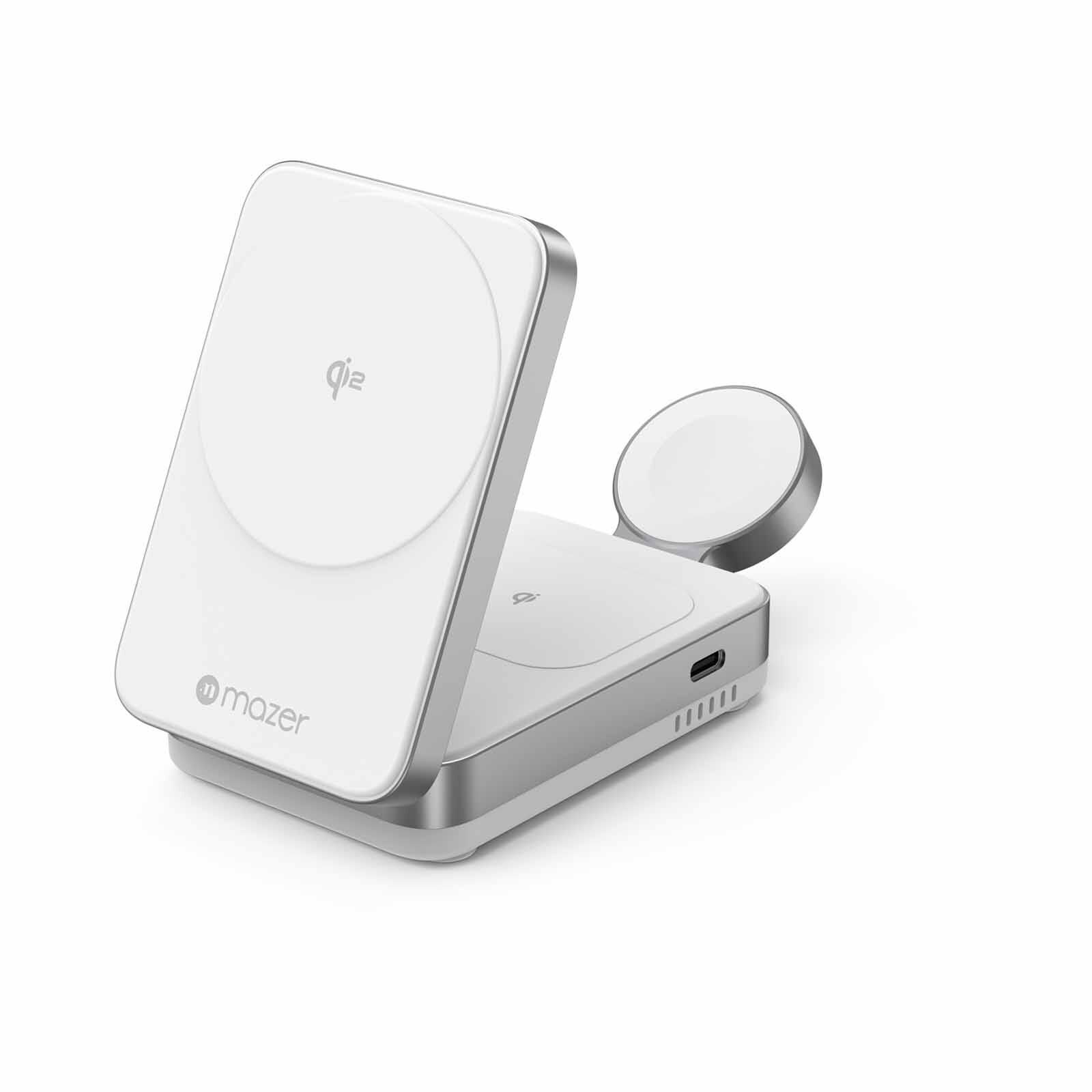 MAZER Qi2 Certified 23w Foldable 3in1 Wireless Charger - White M-QI2-MAGFOLD05-WH-image 2