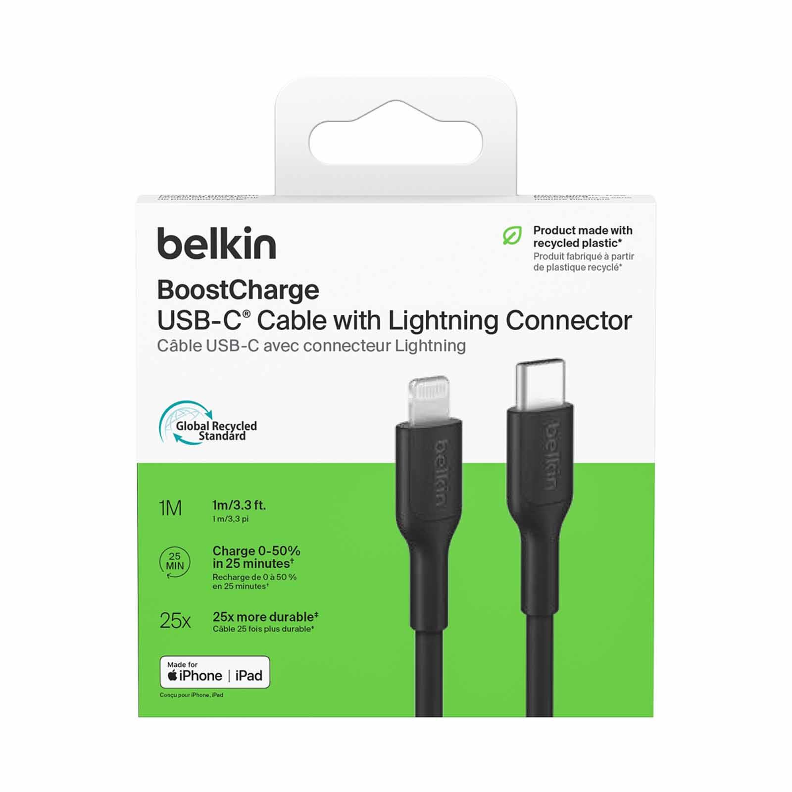BELKIN Usb-c - Lightning Cable, Pcr, 1m, Black CAA021FQ1MBK-image 2