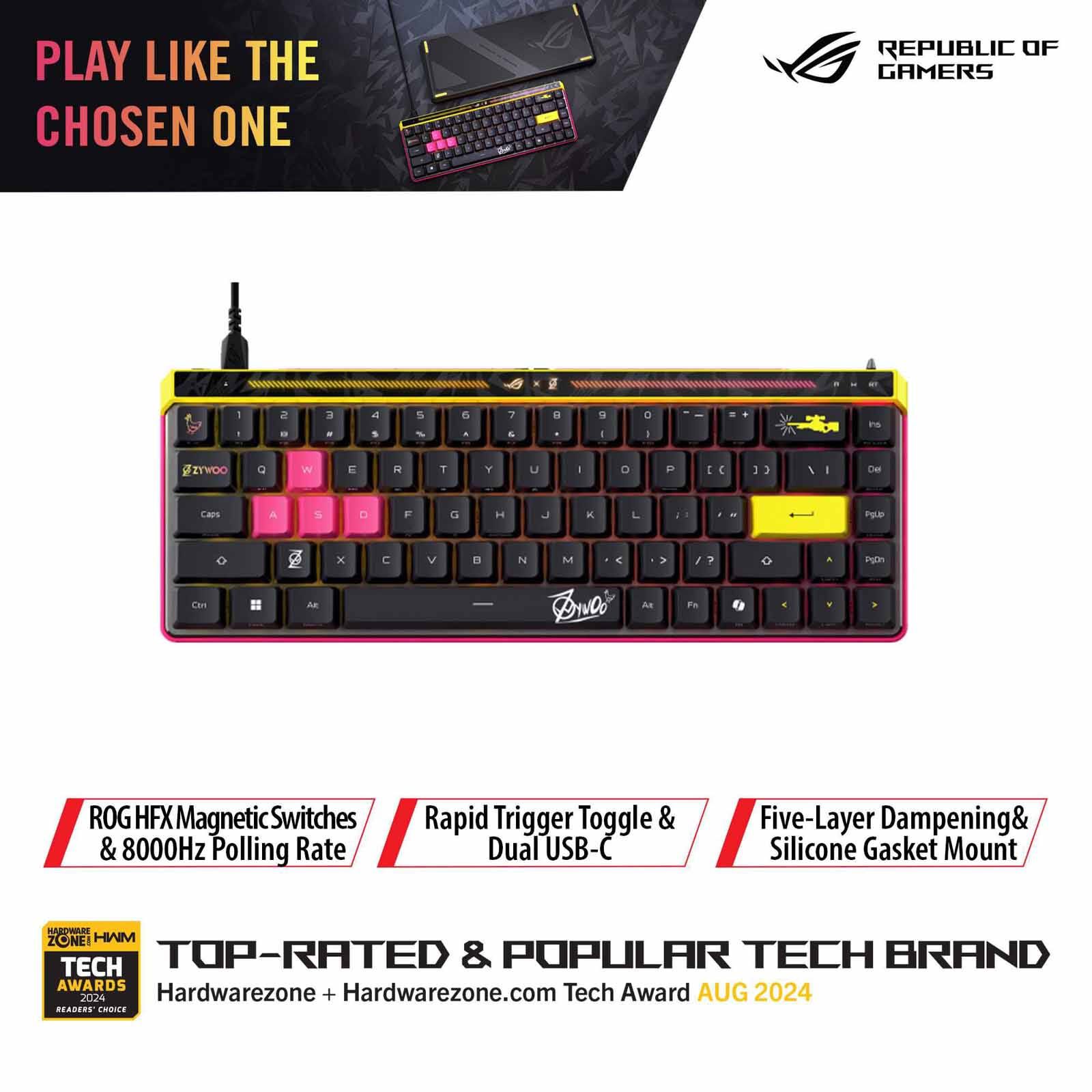 ASUS Rog Falchion Ace Hfx Zyw Magnetic Switch Keyboard Black M606 ROG FALCHION ACE HFX ZYW/HFX/US/PBT-image 1