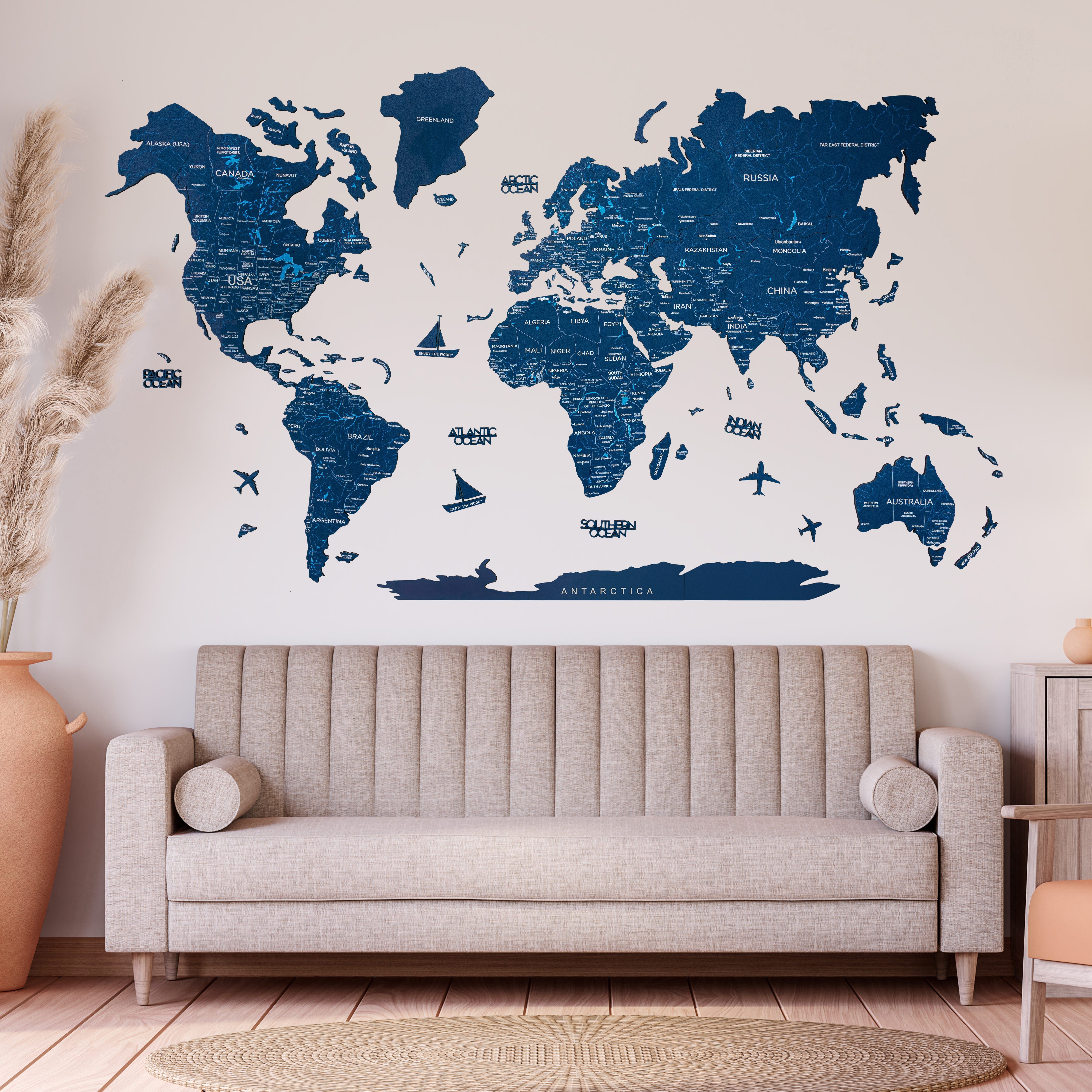 2d Wooden World Map Blue L ENJOY THE WOOD-image 9