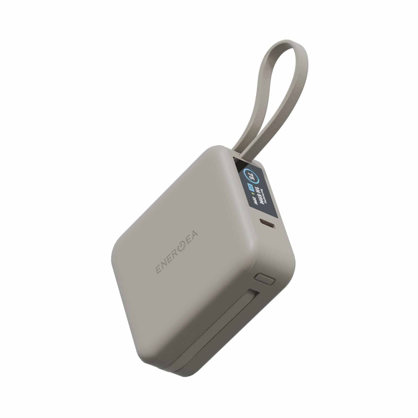 ENERGEA Magpac Mini Plus, 10000mah Magsafe Compatible Power Bank With Built-in C Cables & Display - Sand MP-MINIPLUS-SND-image 1
