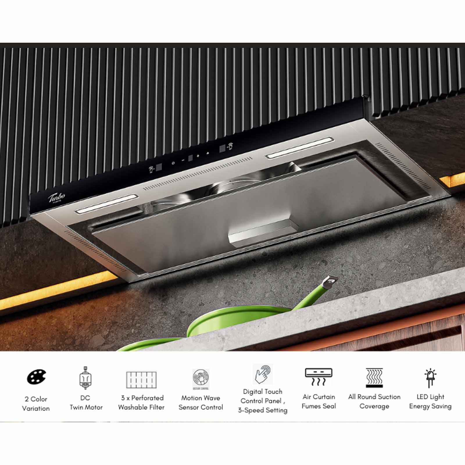 TURBO 90cm Slim Range Hood (exclude Installation) TSL615-90BK-image 2