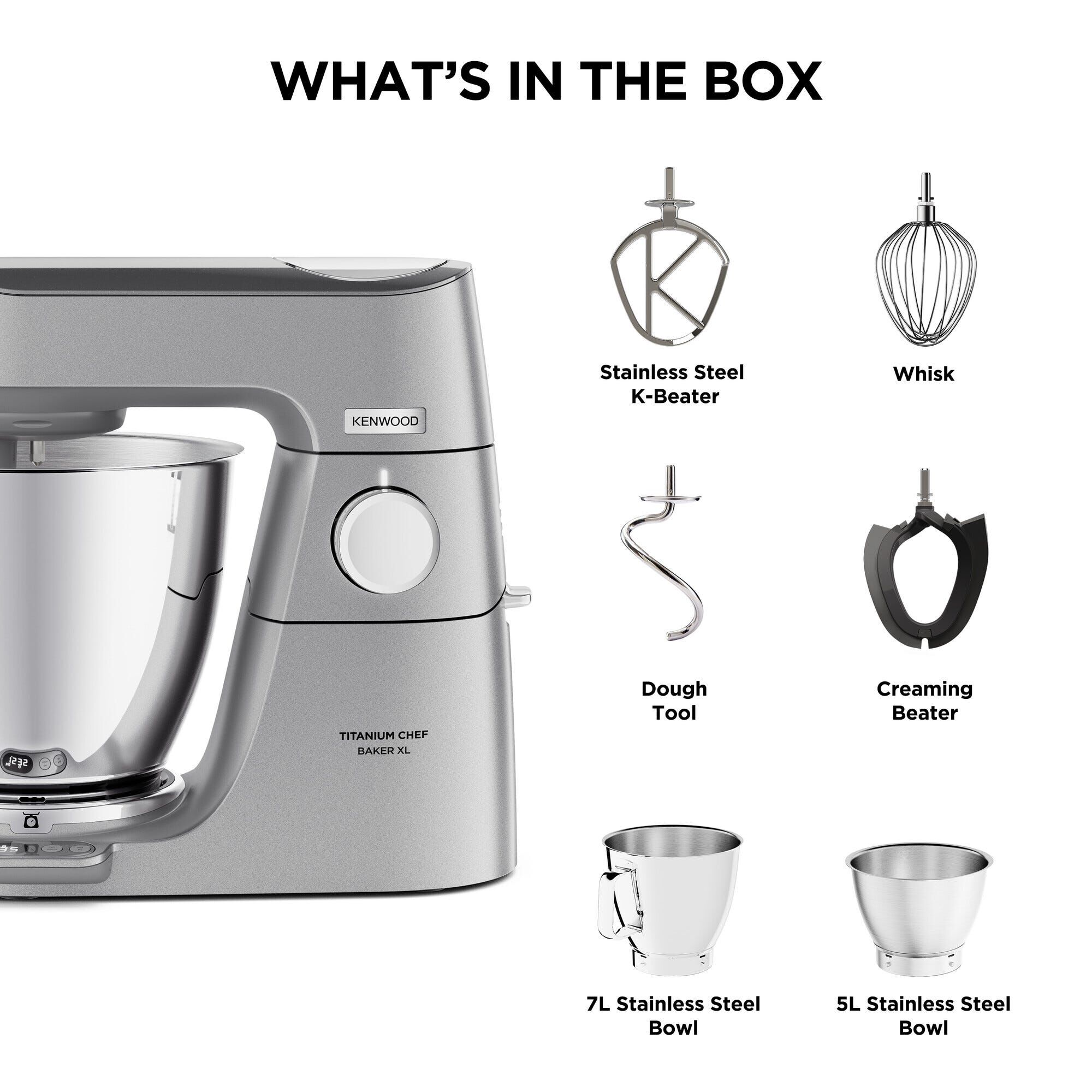 KENWOOD Titanium Chef Xl Baker 7l + 5l Bowl KVL85.004SI-image 3