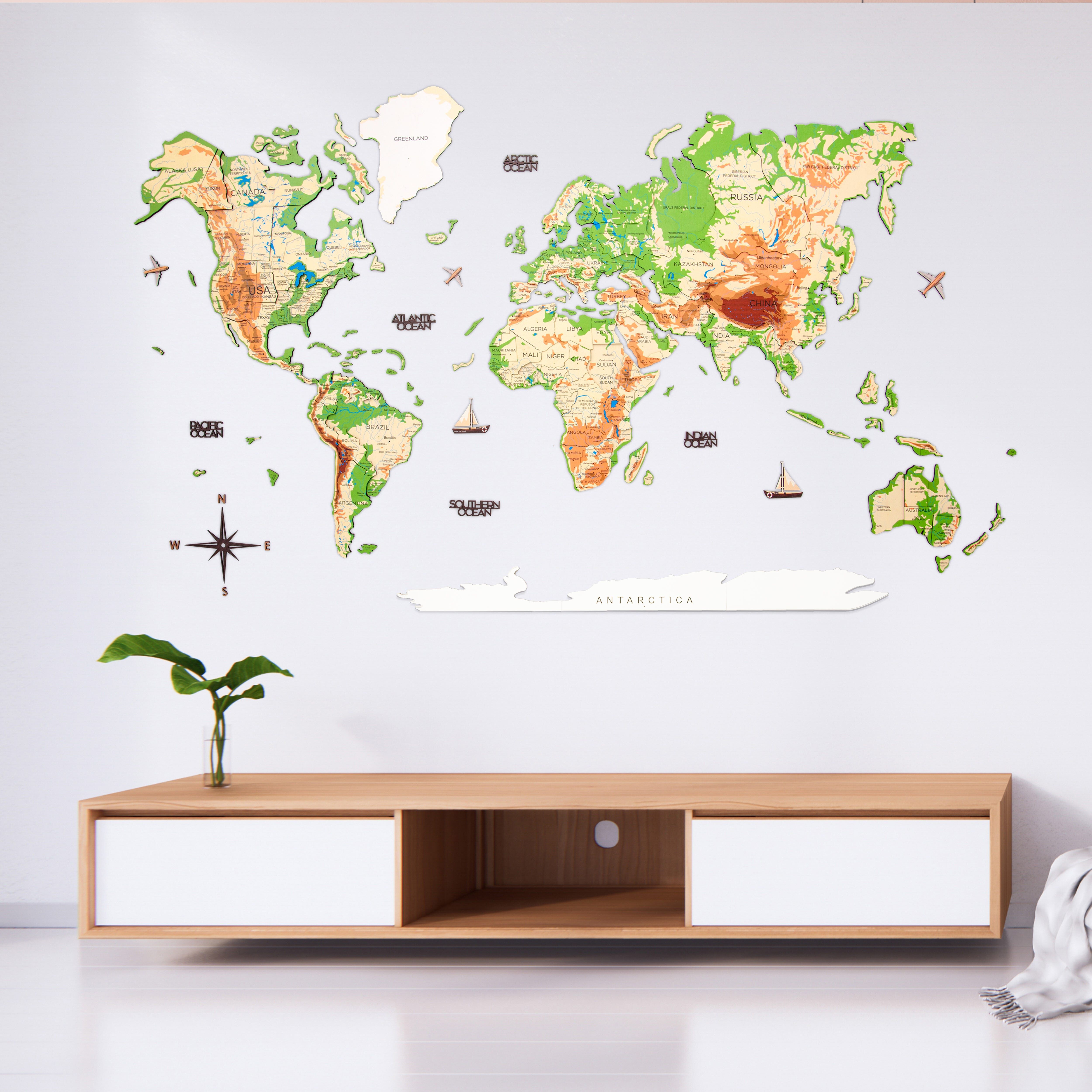 2d Wooden World Map Physical L ENJOY THE WOOD-image 5