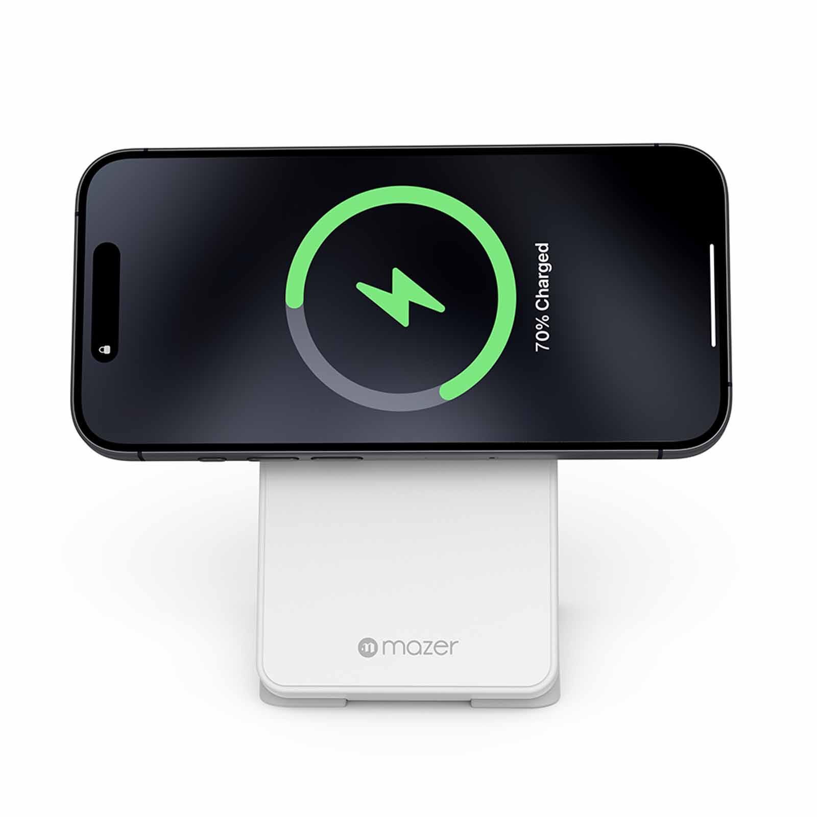 MAZER Qi2 Foldable 3in1 Total 25w Wireless Charging Stand-white M-QI2-MAGFOLD06-WH-image 5