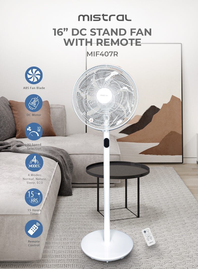 MISTRAL 16 In Dc Stand Fan -white MIF407R-image 5