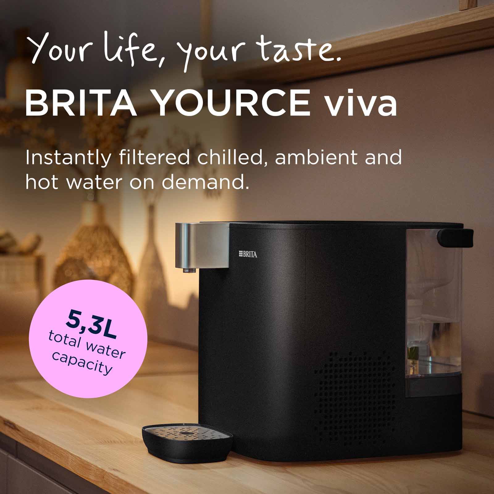 BRITA Hot & Cold Water Dispenser (5.3l) - Black CUBE 2.0 - BLACK-image 2